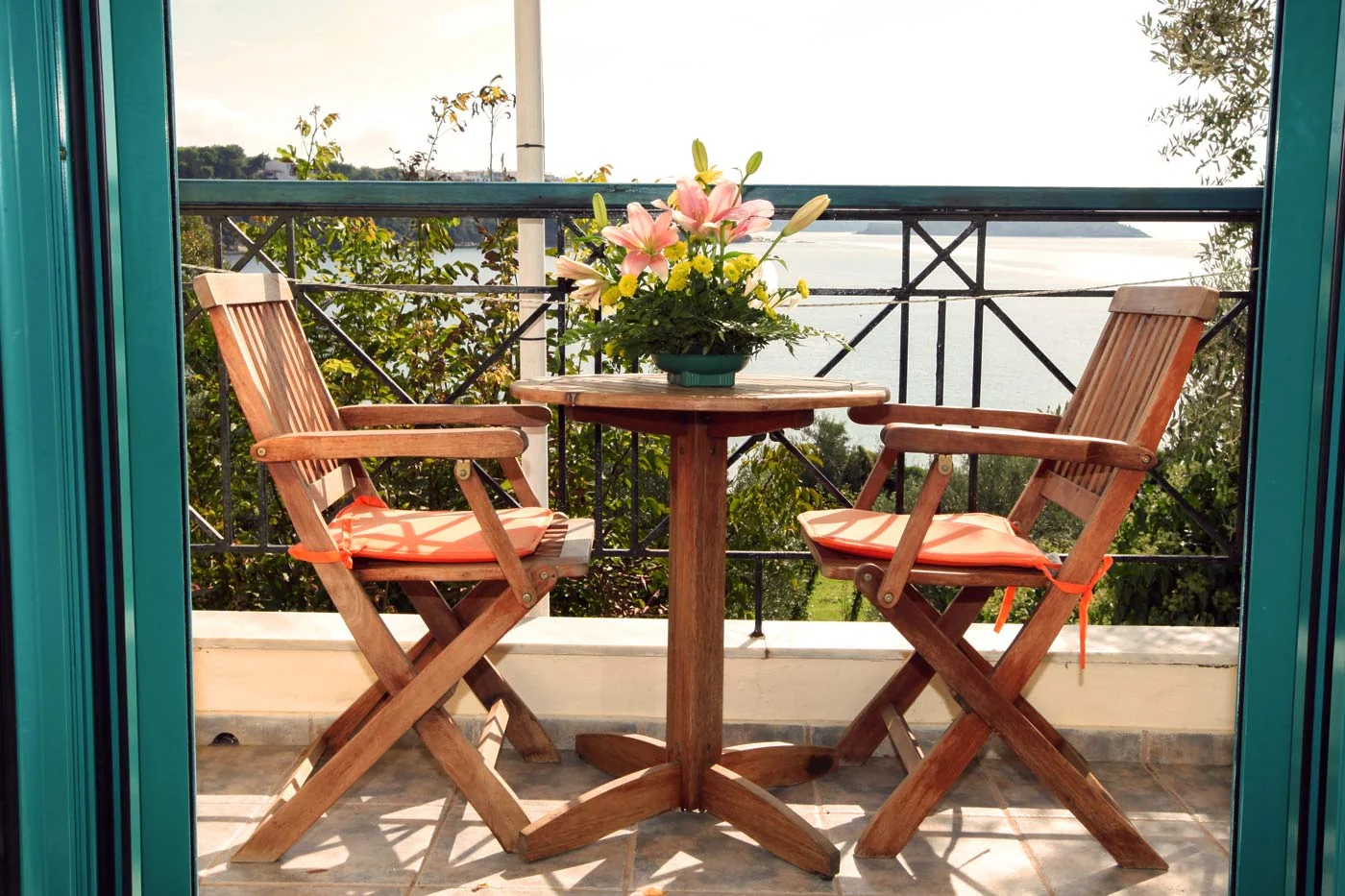 A private balcony overlooking the sea